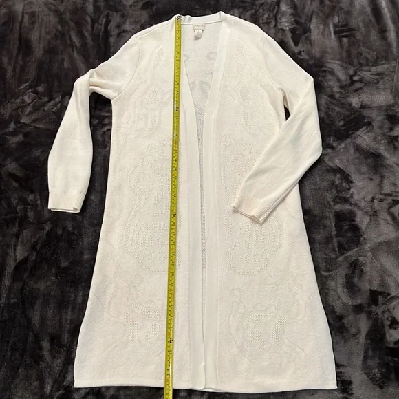 Chico’s Cream Off White Duster-longline Length Cardigan - Picture 4 of 12